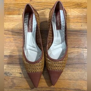 Franco Sarto Women's Darcy Woven Leather Pump In Brown And Tan